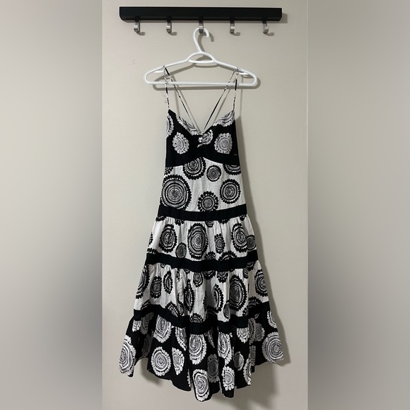 BCBGMAXAZRIA Black Midi Paisley Print Boho Dress - Picture 3 of 10